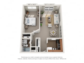 1 bed, 1 bath, 560 sqft, $1,080