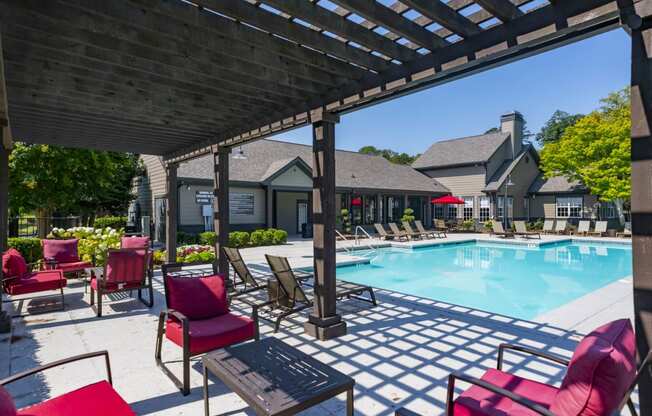 the swimming pool at our crossings apartments