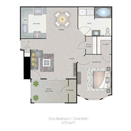 1 bed, 1 bath, 675 sqft, $1,068