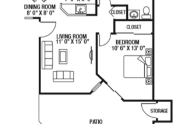 1 bed, 1 bath, 575 sqft, $1,325