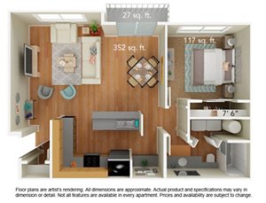 1 bed, 1 bath, 760 sqft, $1,572