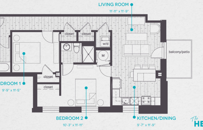 2 beds, 2 baths, 901 sqft, $1,495, Unit 701