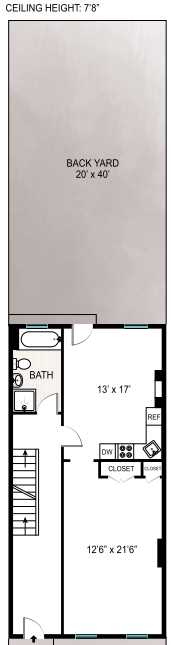 1 bed, 1 bath, $3,100, Unit B1