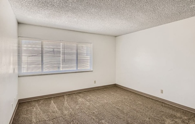 Living room with large window at mesa gardens apartments