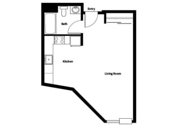 Studio, 1 bath, 558 sqft, $1,345