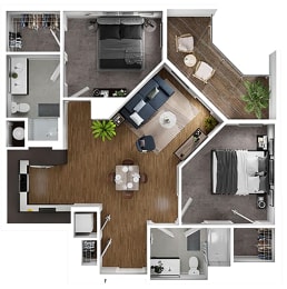 2 beds, 2 baths, 1,050 sqft, $3,550