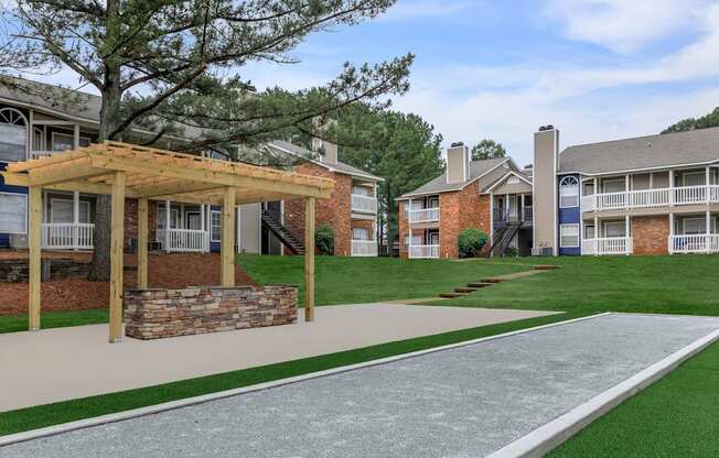 community with a walkway and grass at The Davis Apartments, Huntsville Alabama  