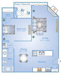 1 bed, 1 bath, 676 sqft, $1,294