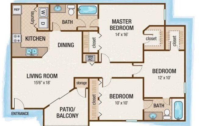 3 beds, 2 baths, 1,166 sqft, $2,100, Unit 506