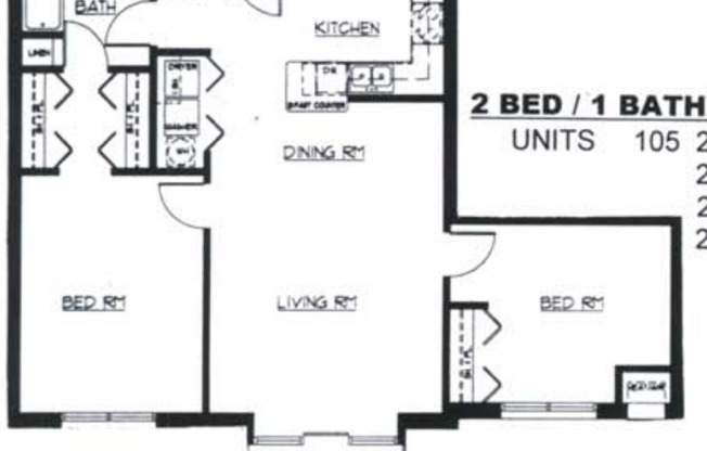 2 beds, 1 bath, 1,020 sqft, $1,800, Unit 6501-308