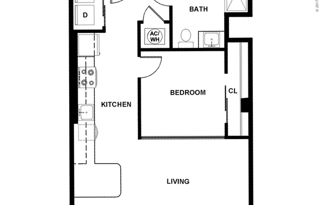 1 bed, 1 bath, 643 sqft, $1,350