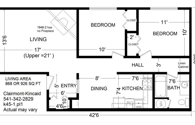 2 beds, 1 bath, 926 sqft, $1,595, Unit 1945-1