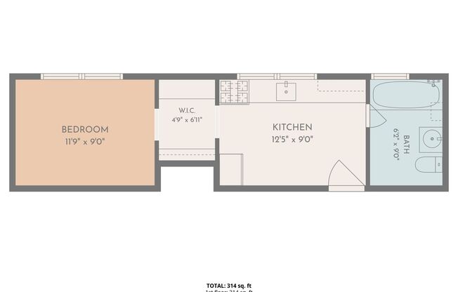 1 bed, 1 bath, 362 sqft, $875, Unit 4