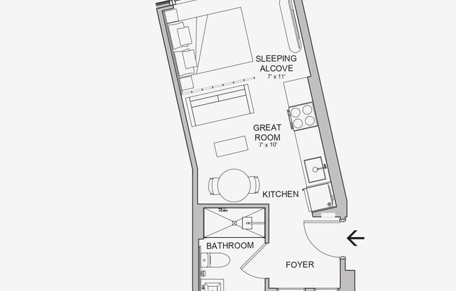 Studio, 1 bath, $3,295, Unit 528