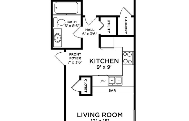 1 bed, 1 bath, 534 sqft, $1,290