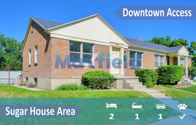 Sugarhouse Area - 2 BD 1 BA 1 GA