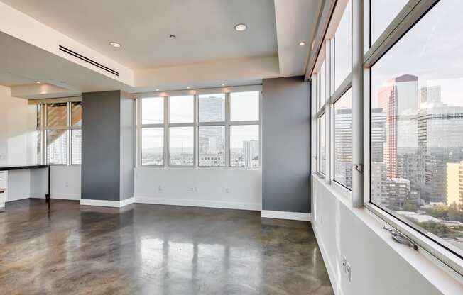 Stained concrete floors  at Renaissance Tower, 501 W. Olympic Boulevard, CA
