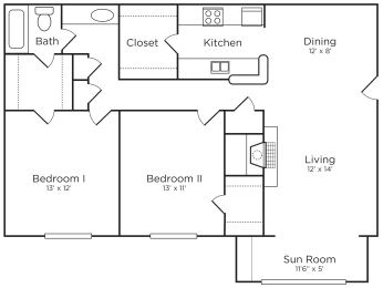 2 beds, 1 bath, 1,140 sqft, $1,306