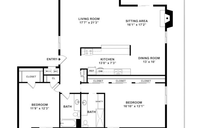 2 beds, 2 baths, 1,827 sqft, $3,572
