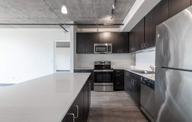 WOW-What a kitchen island!! at Lakeview 3200 Apartments, Chicago, IL, 60657