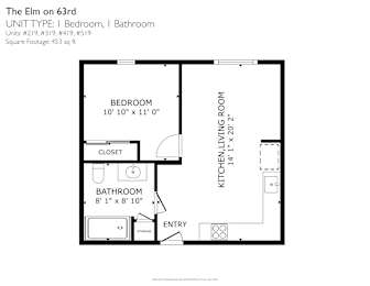 1 bed, 1 bath, 444 sqft, $1,432