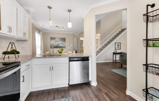 kitchen out to stairs at Mainstreet Village, Michigan, 48375