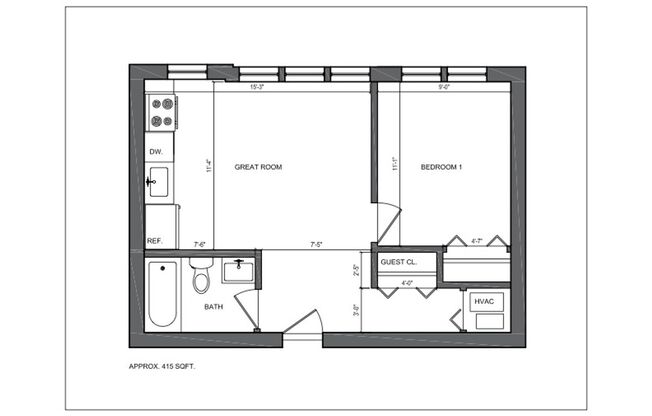 1 bed, 1 bath, $1,625, Unit 307