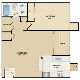 1 bed, 1 bath, 610 sqft, $1,026