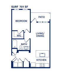 1 bed, 1 bath, 701 sqft, $1,499