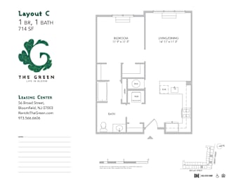 1 bed, 1 bath, 714 sqft, $2,555