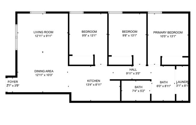 3 beds, 1 bath, 1,200 sqft, $1,299, Unit 1D