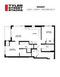 2 beds, 2 baths, 953 sqft, $2,350