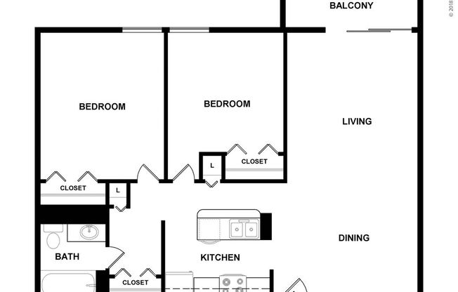 2 beds, 1 bath, 897 sqft, $3,320