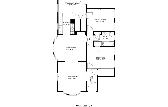 2 beds, 1 bath, 1,088 sqft, $2,800, Unit 1