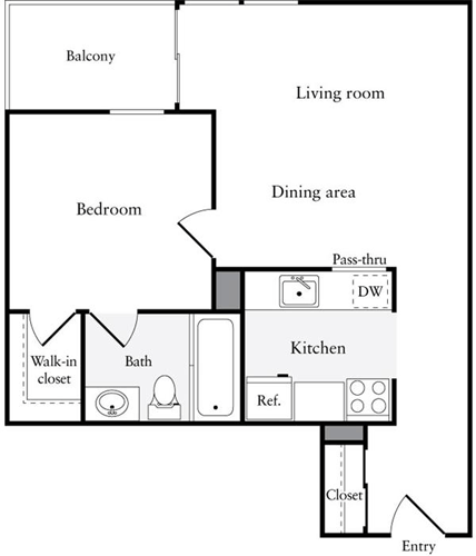 1 bed, 1 bath, 645 sqft, $2,714