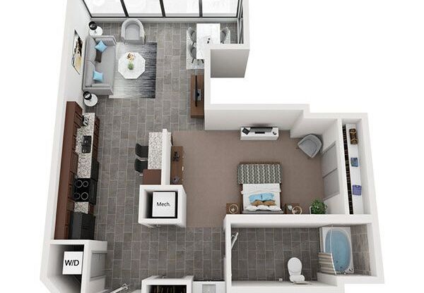 1 bed, 1 bath, 671 sqft, $2,043