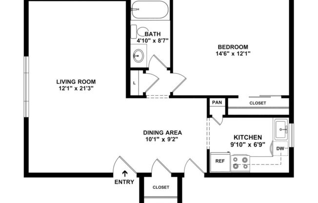 1 bed, 1 bath, 702 sqft, $2,570