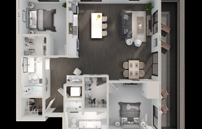 2 beds, 2 baths, 1,242 sqft, $3,650, Unit 705