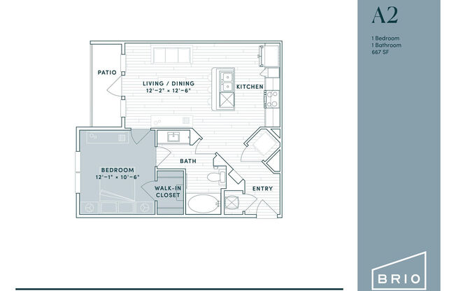 1 bed, 1 bath, 667 sqft, $1,255