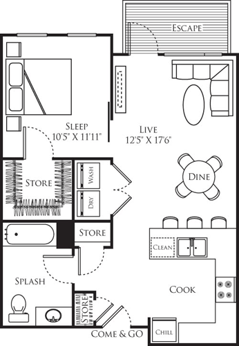 1 bed, 1 bath, 712 sqft, $1,993, Unit 201