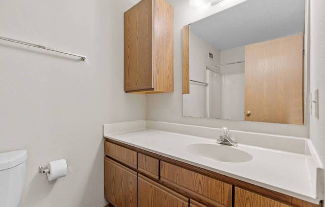 Bathroom with Wood cabinetry