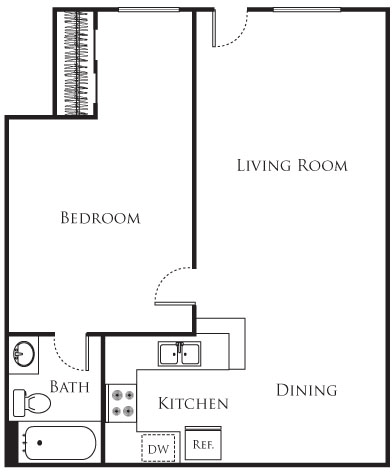 1 bed, 1 bath, 629 sqft, $1,783, Unit 119
