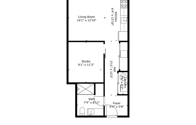 Studio, 1 bath, 607 sqft, $1,775, Unit 513