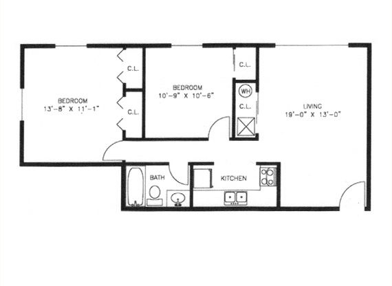 2 beds, 1 bath, 670 sqft, $1,504, Unit 01