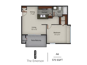 1 bed, 1 bath, 575 sqft, $916