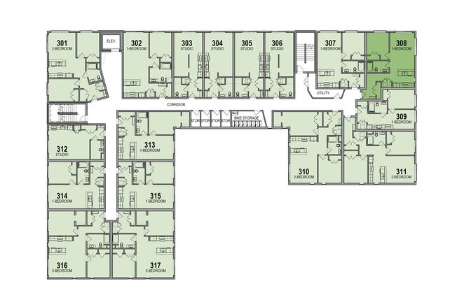 1 bed, 1 bath, 464 sqft, $2,390, Unit 408