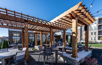 Outdoor Grill With Intimate Seating Area at One Deerfield Apartments, Mason, OH, 45040