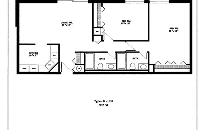 2 beds, 2 baths, 902 sqft, $3,000, Unit T504
