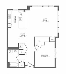 1 bed, 1 bath, 1,071 sqft, $2,742