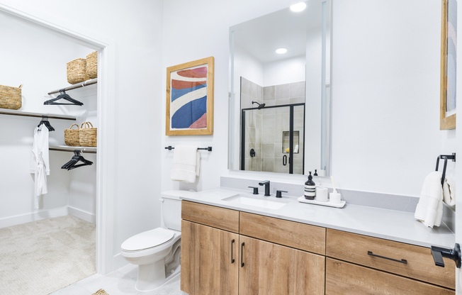 Luxuriate at Modera Trinity with designer bathrooms featuring double vanities and quartz countertops.